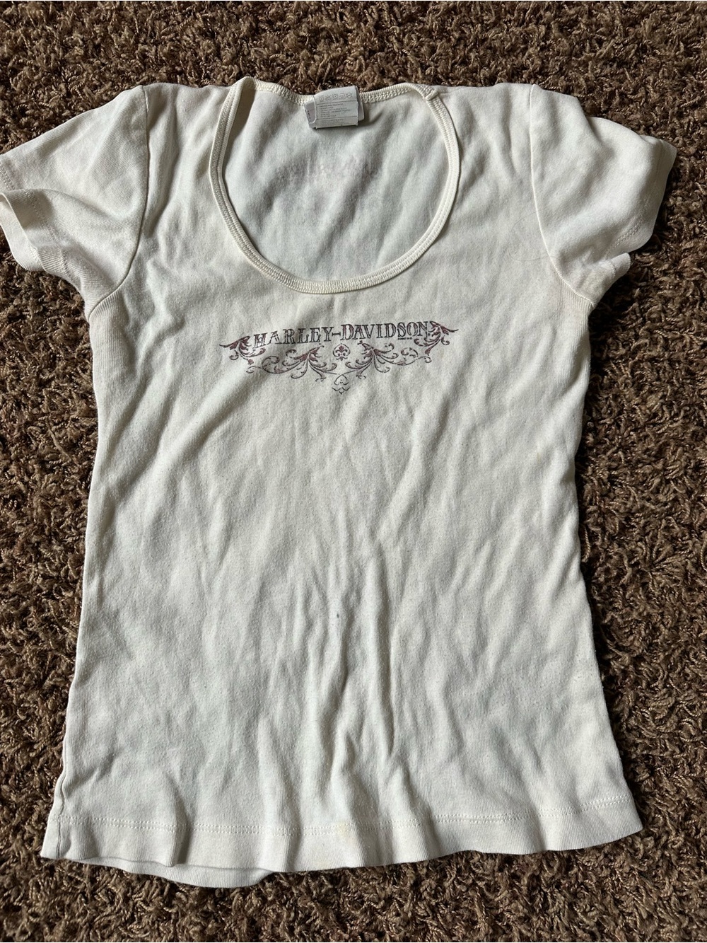 Vintage Harley-Davidson White Scoop Neck Logo Tee